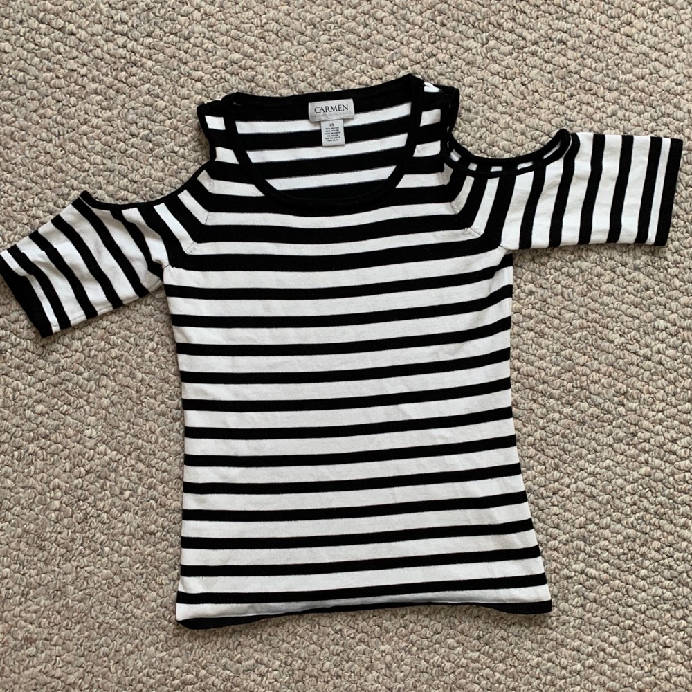 Striped Cold Shoulder Knit Top
